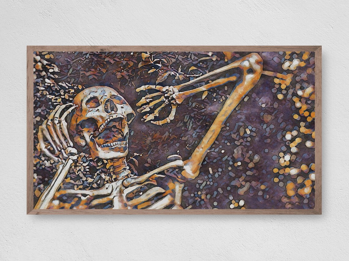 Screaming Skeleton Impressionist Halloween Horror Spooky Night Wall Art