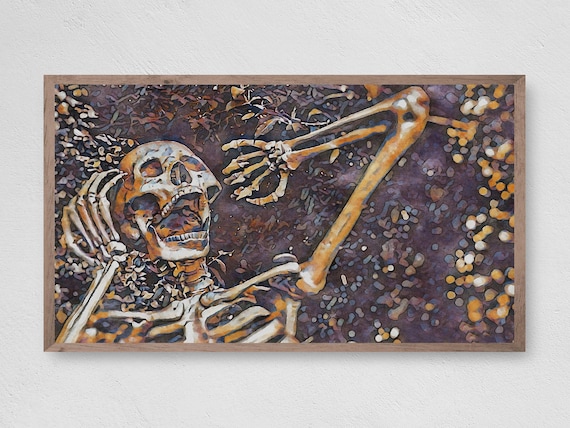 Screaming Skeleton Impressionist Halloween Horror Spooky Night Wall Art