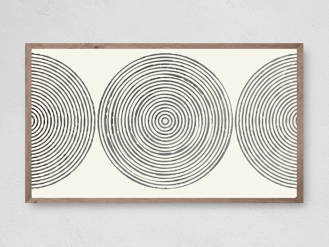 Black And White Circles Abstract Wall Art Print