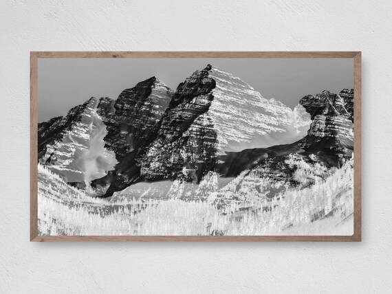 Frame Tv Art Black And White Abstract Mountain Instant Frame Tv Art Art Tv For Frame