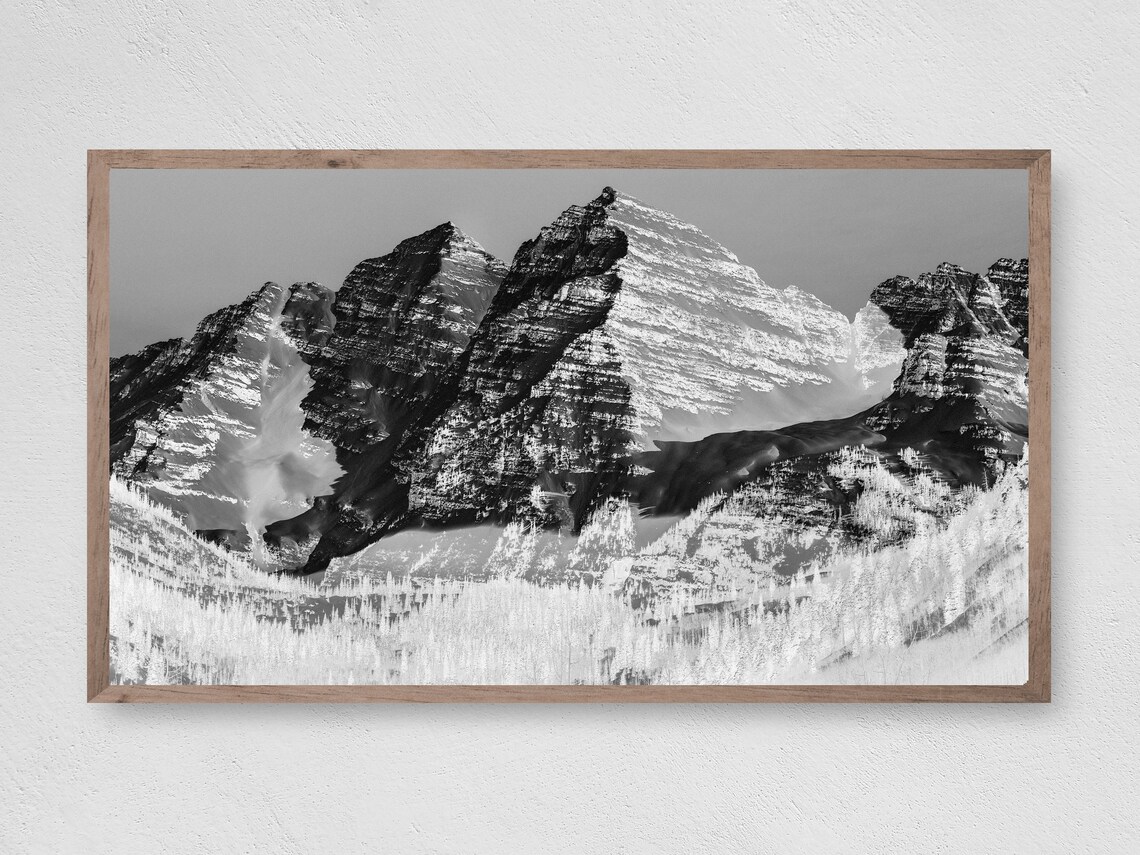 Frame Tv Art Black And White Abstract Mountain Instant Frame Tv Art Art Tv For Frame