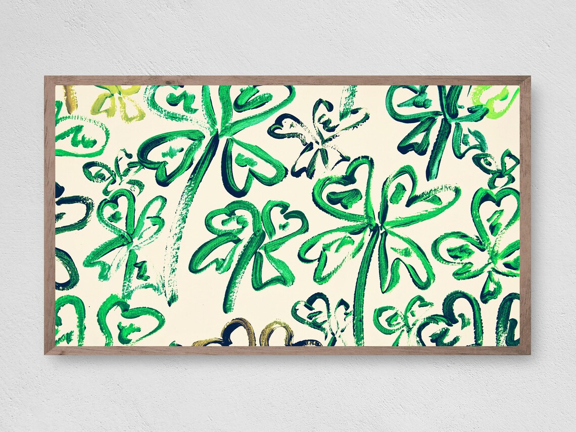 St Patricks Day Modern Clovers Art Print