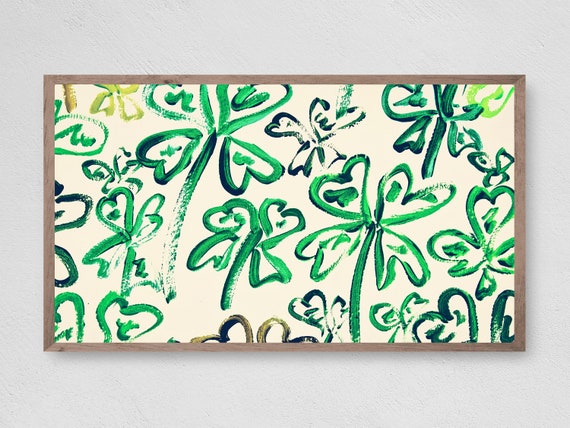 St Patricks Day Modern Clovers Art Print