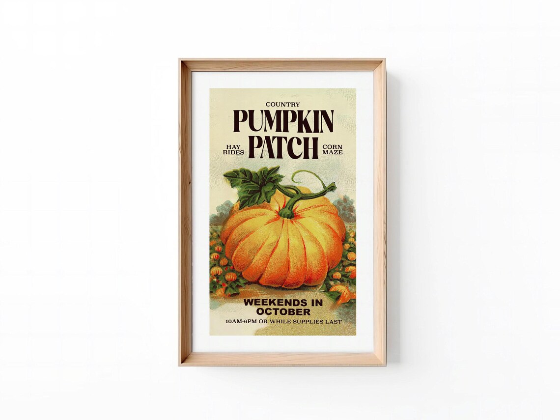 Country Pumpkin Patch Vintage Farm Fall Harvest Festival Poster Art