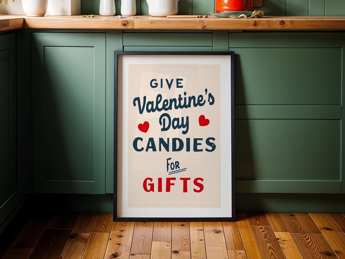 Give Valentines Day Candies for Gifts Retro Holiday Wall Poster - Image 2