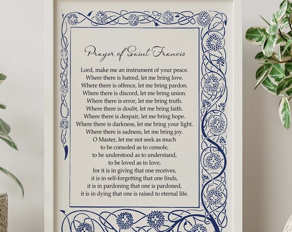 Prayer Of Saint Francis For Peace Art Print