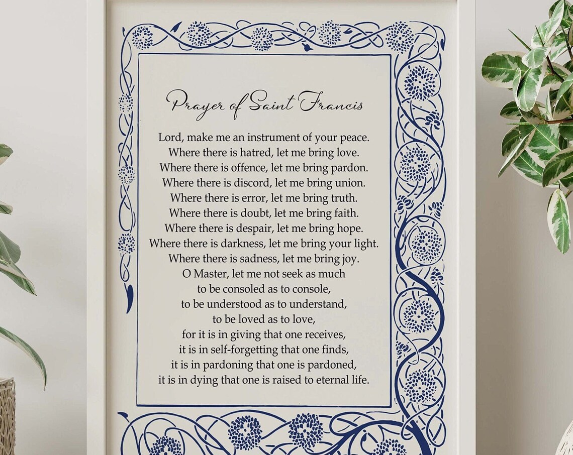 Prayer Of Saint Francis For Peace Art Print