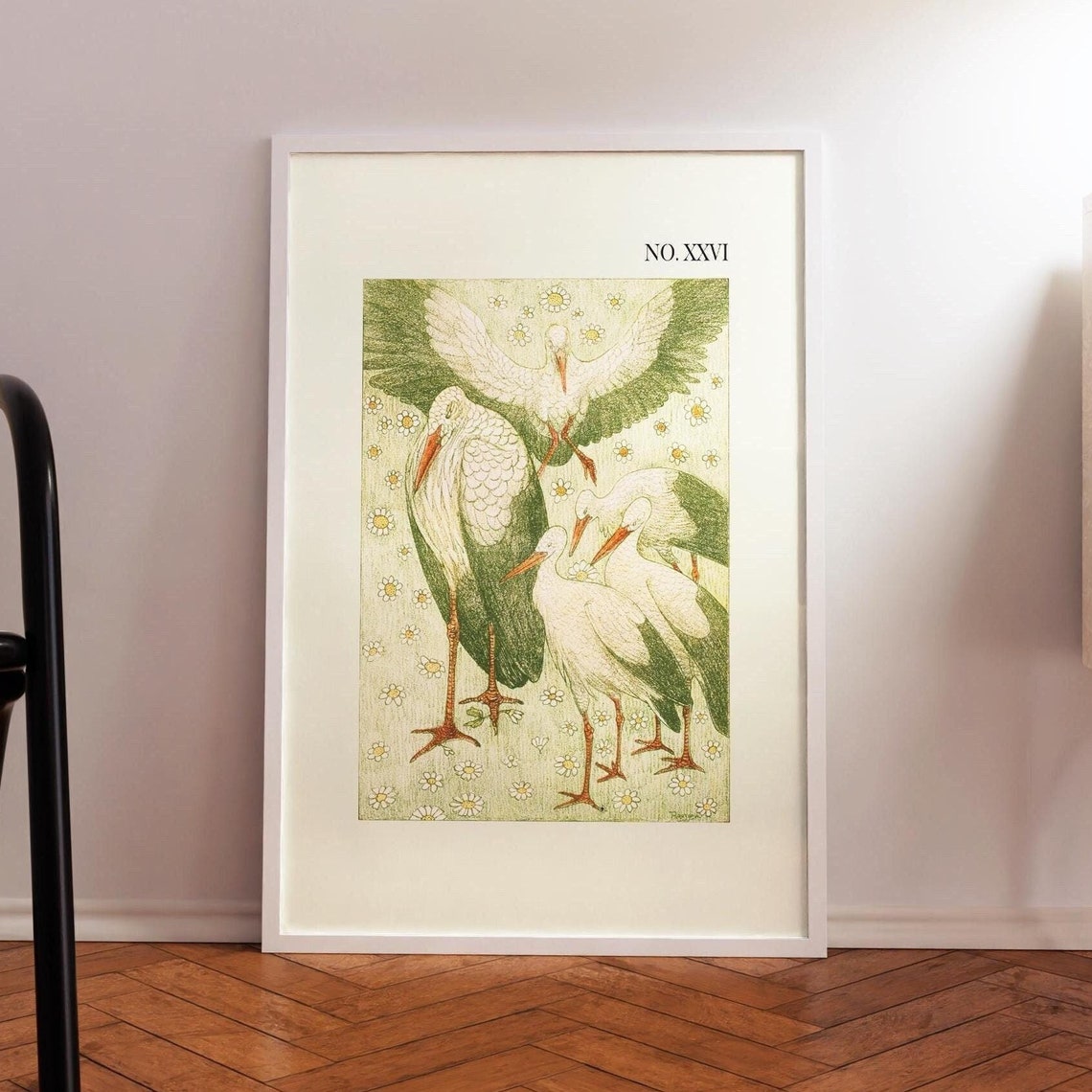Vintage Storks No XXVI Botanical Bird Illustration Wall Poster - Image 5