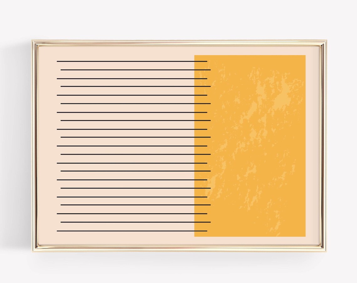 Abstract Mid Century Modern Line Art Minimalist Ochre Yellow Poster