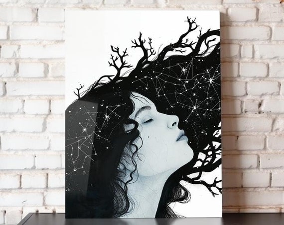 Connection Metal Poster Wall Art Astrology Minimalist Stars 8x10 12x16 16x20