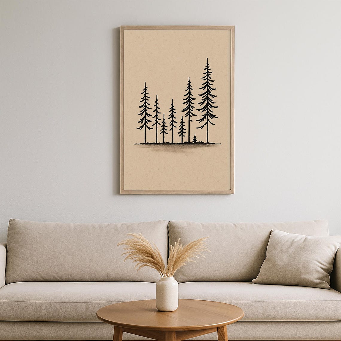 Minimalist Pine Tree Line Art Print, Scandinavian Forest - Image 2