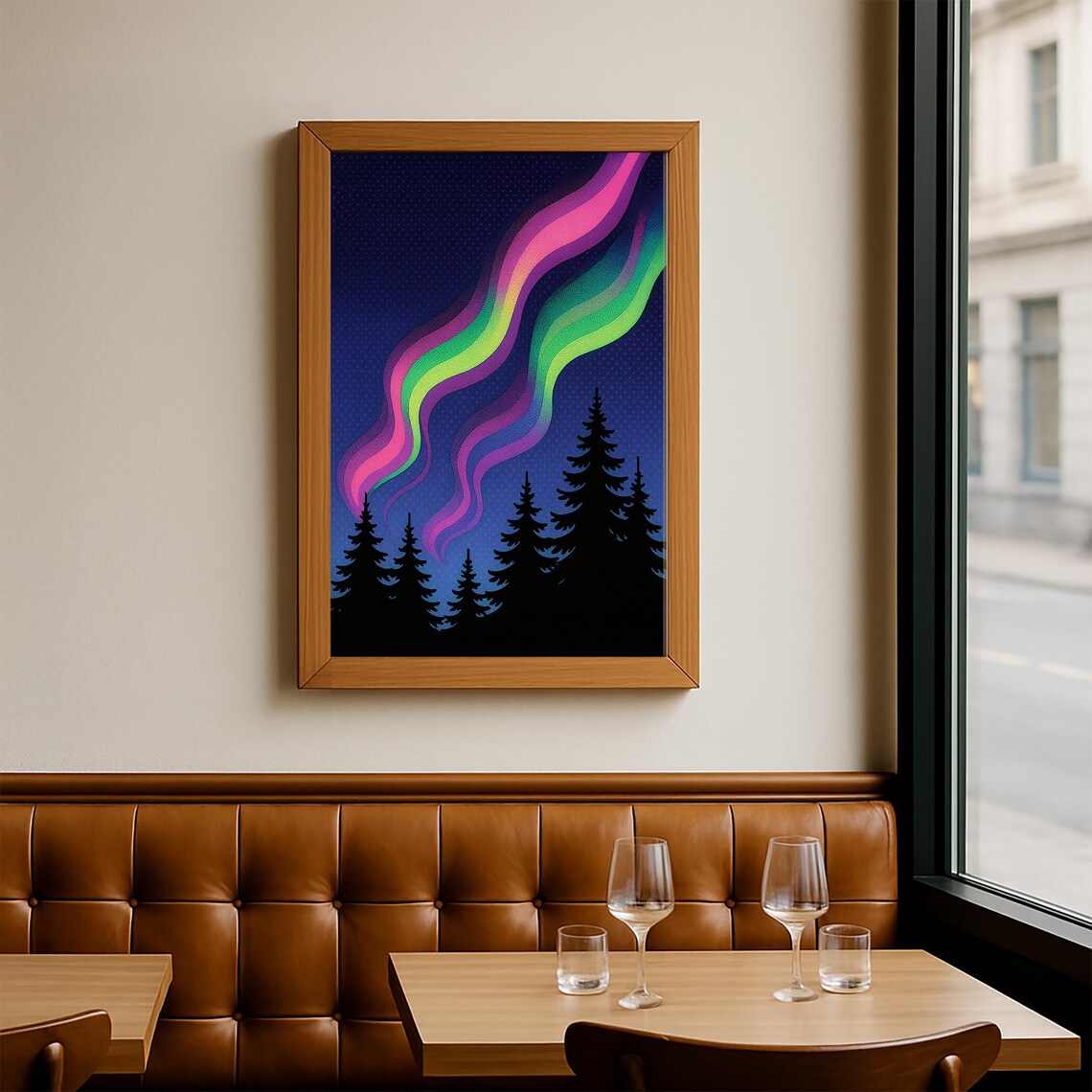 Aurora Borealis Retro Pop Art Cosmic Landscape Print - Image 2