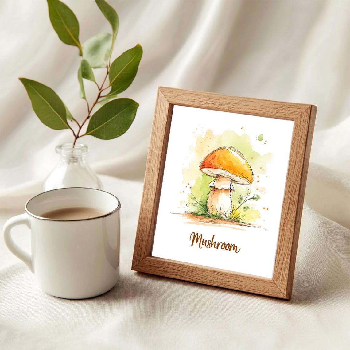 Mushroom Art Print Wall Deco Watercolor Design Vegetable Poster - Image 3