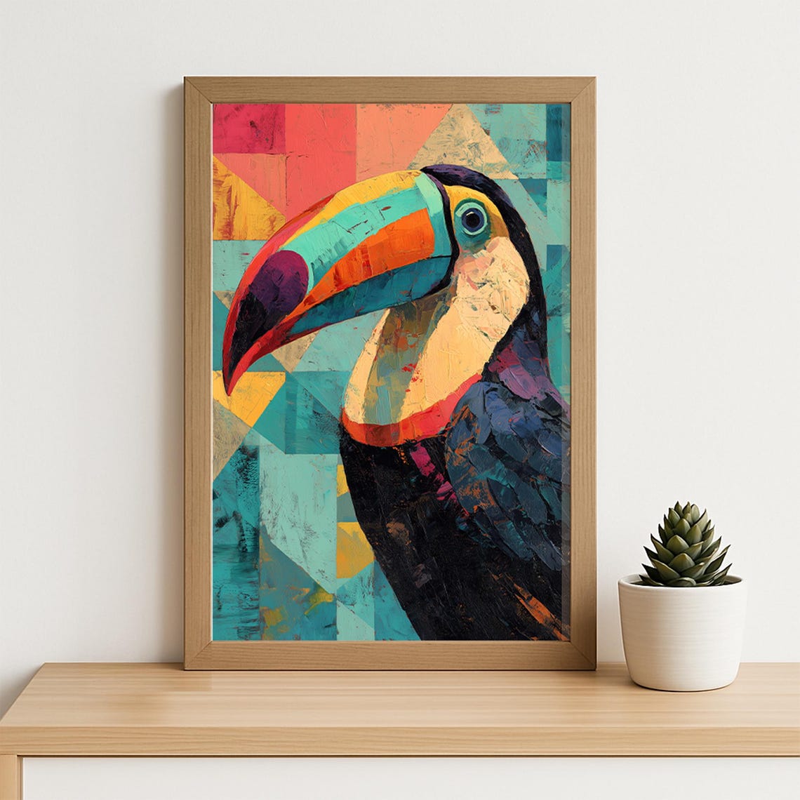 Colorful Geometric Toucan Portrait Vibrant Tropical Bird Art Poster - Image 2