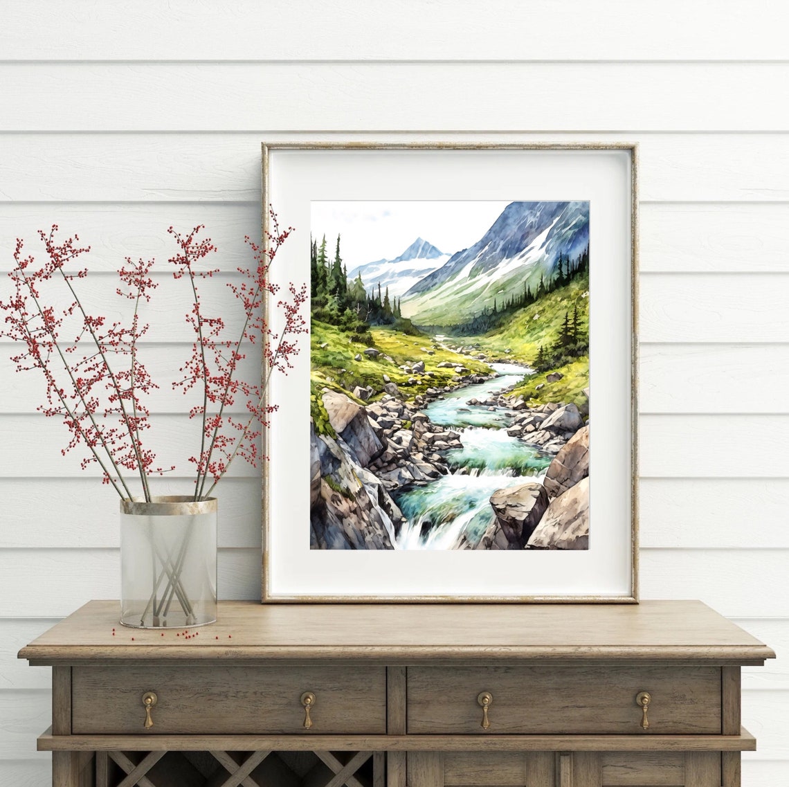 Mountain River Painting Print Mountain Landscape Wall Art Home Decor Gift - Image 5
