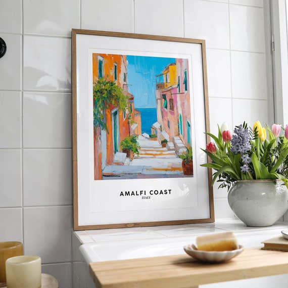 Amalfi Coast Art Print Italian Coastal Cityscape Poster