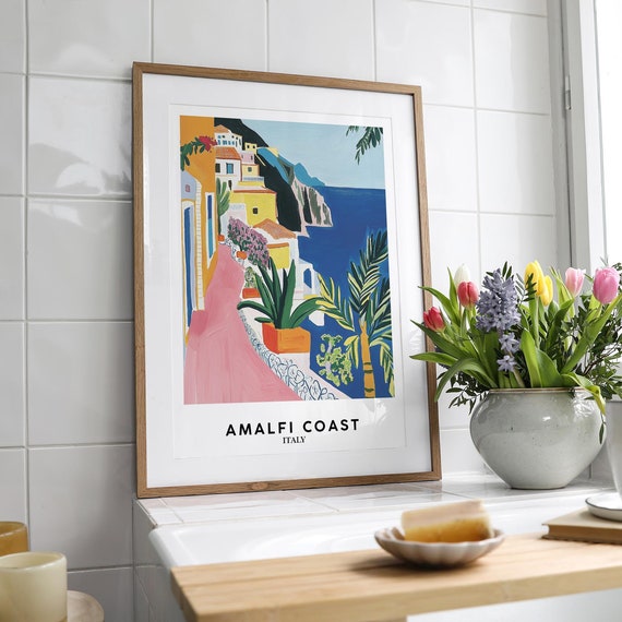 Amalfi Coast Art Print Italy Coastal Wall Matisse Style