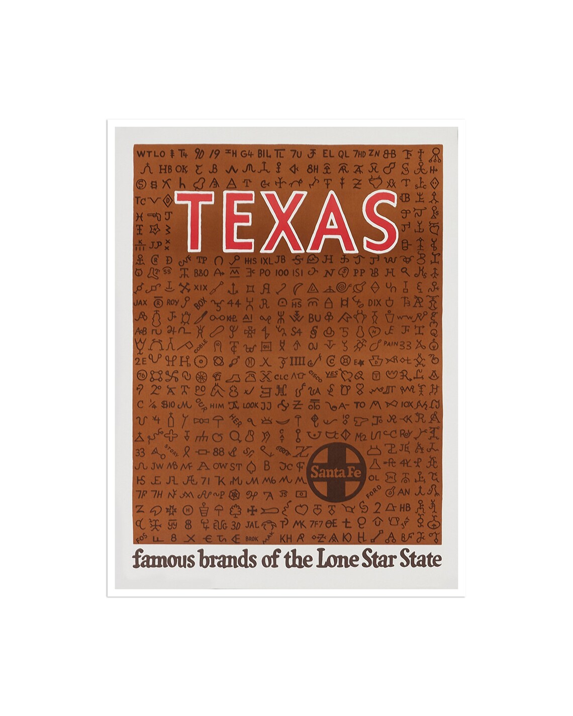 Texas Vintage Travel Poster Famous Brands of the Lone Star State
