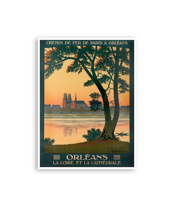 Orleans France Travel Poster, Cathedral Art Print