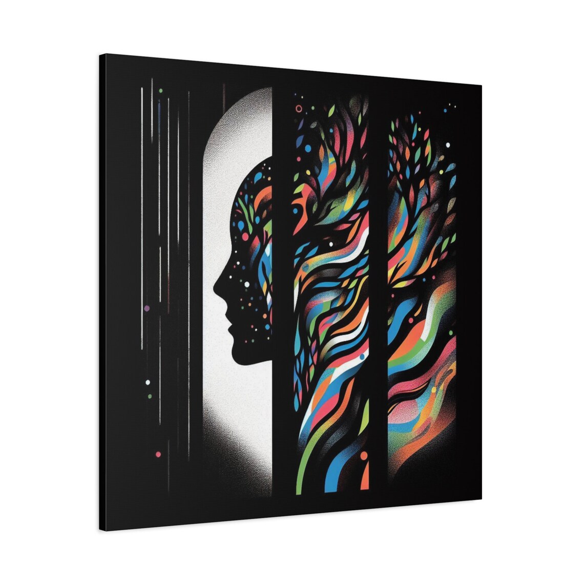 Modern Woman Silhouette Art Black And White Abstract Art With A Pop Of Color Tree Silhouette Wall Art Stretched 125 - Image 3