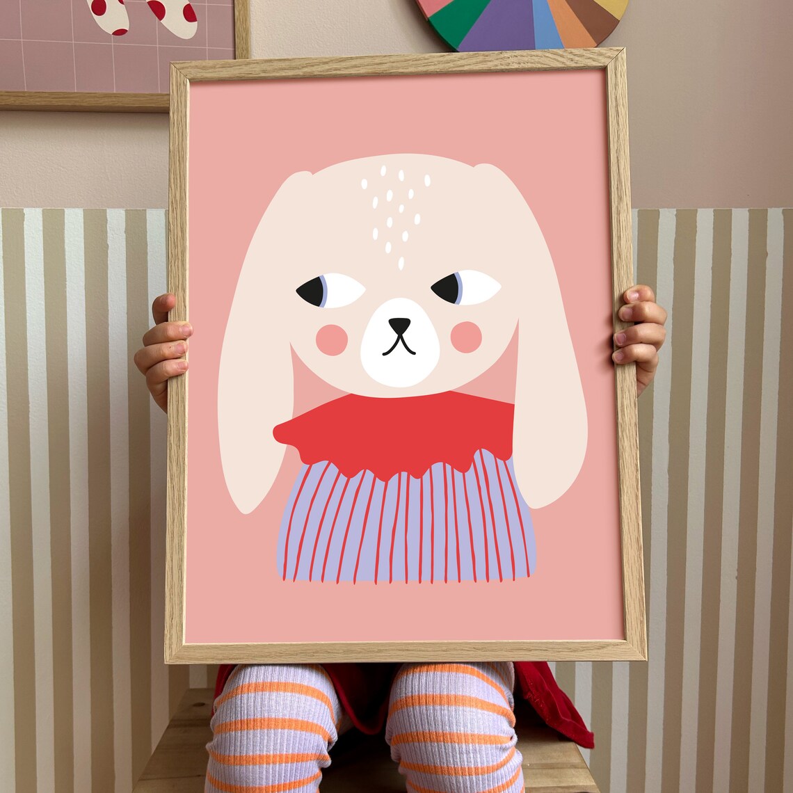Bunny With Floppy Ears Nursery Animal Art Print - Image 3