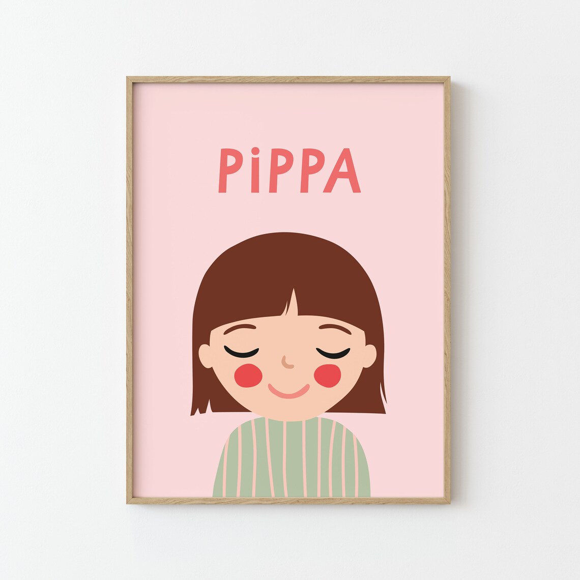 Personalized Portrait Girl With Brown Hair Art Print - Image 3