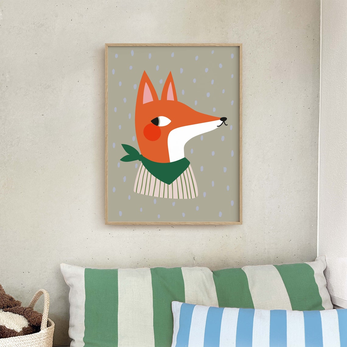Forest Fox Print Illustration Poster For Kids Wall Decor Childrens Room Nursery Green Orange - Image 3