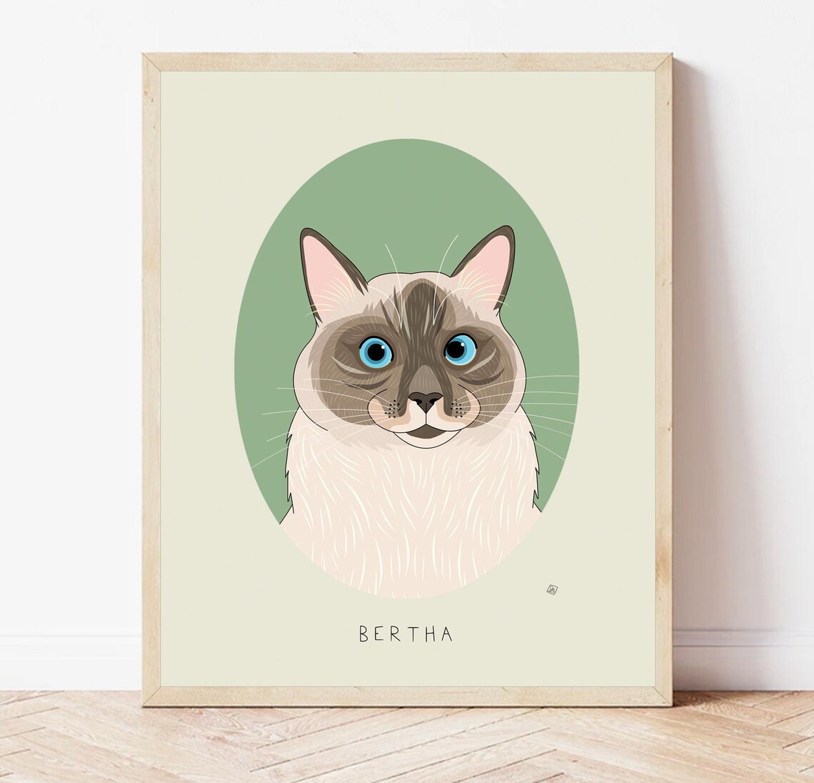Malu Tortoiseshell Cat Named Portrait Custom Cat Illustration Poster - Image 5