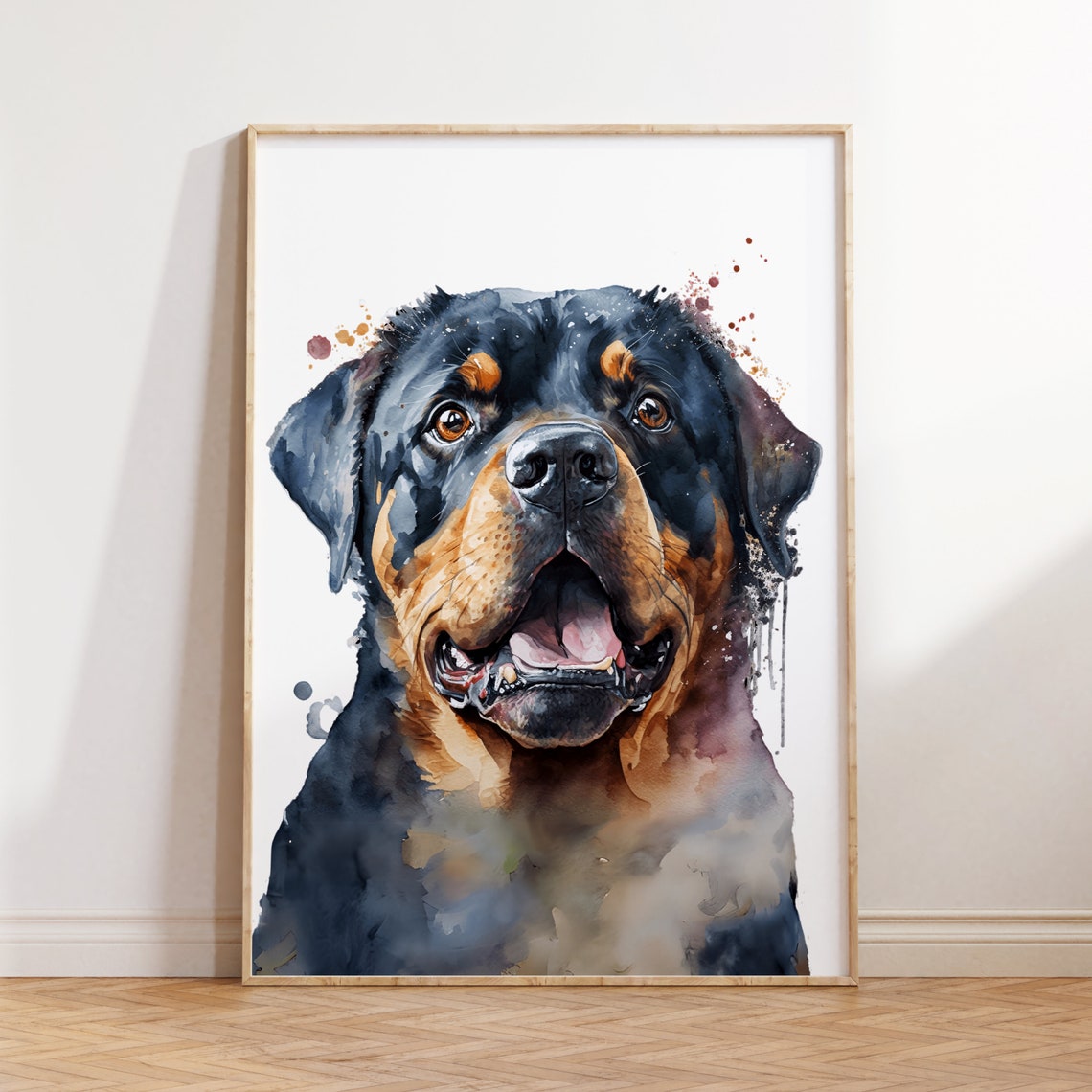 Rottweiler Dog Animal Print Watercolor Pet Decor Dog Portrait Print Dog Wall Art Animal Watercolor Poster