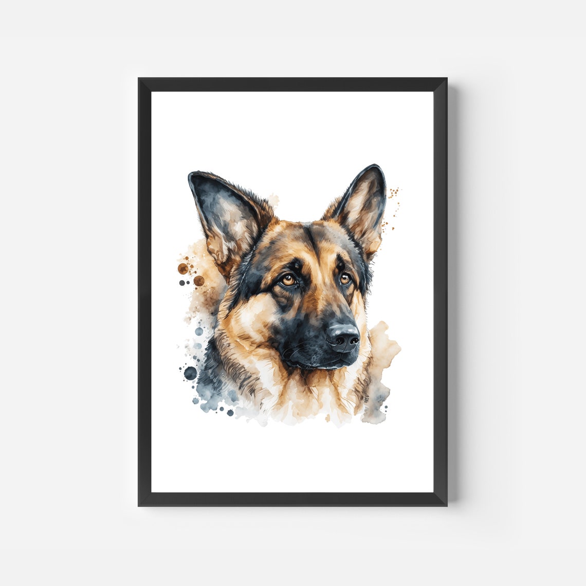 German Shepherd Watercolor Portrait Dog Breed Minimalist Art Poster - Image 2