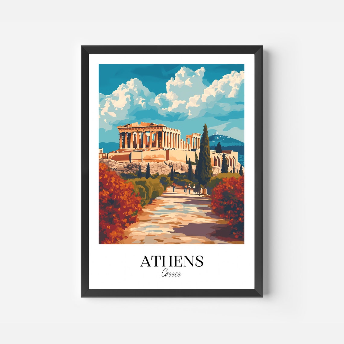 Athens Greece Acropolis Parthenon Ruins Blue Sky Travel Poster - Image 2