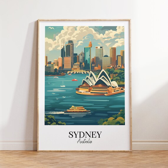Sydney Australia Opera House Harbour Skyline City View Poster