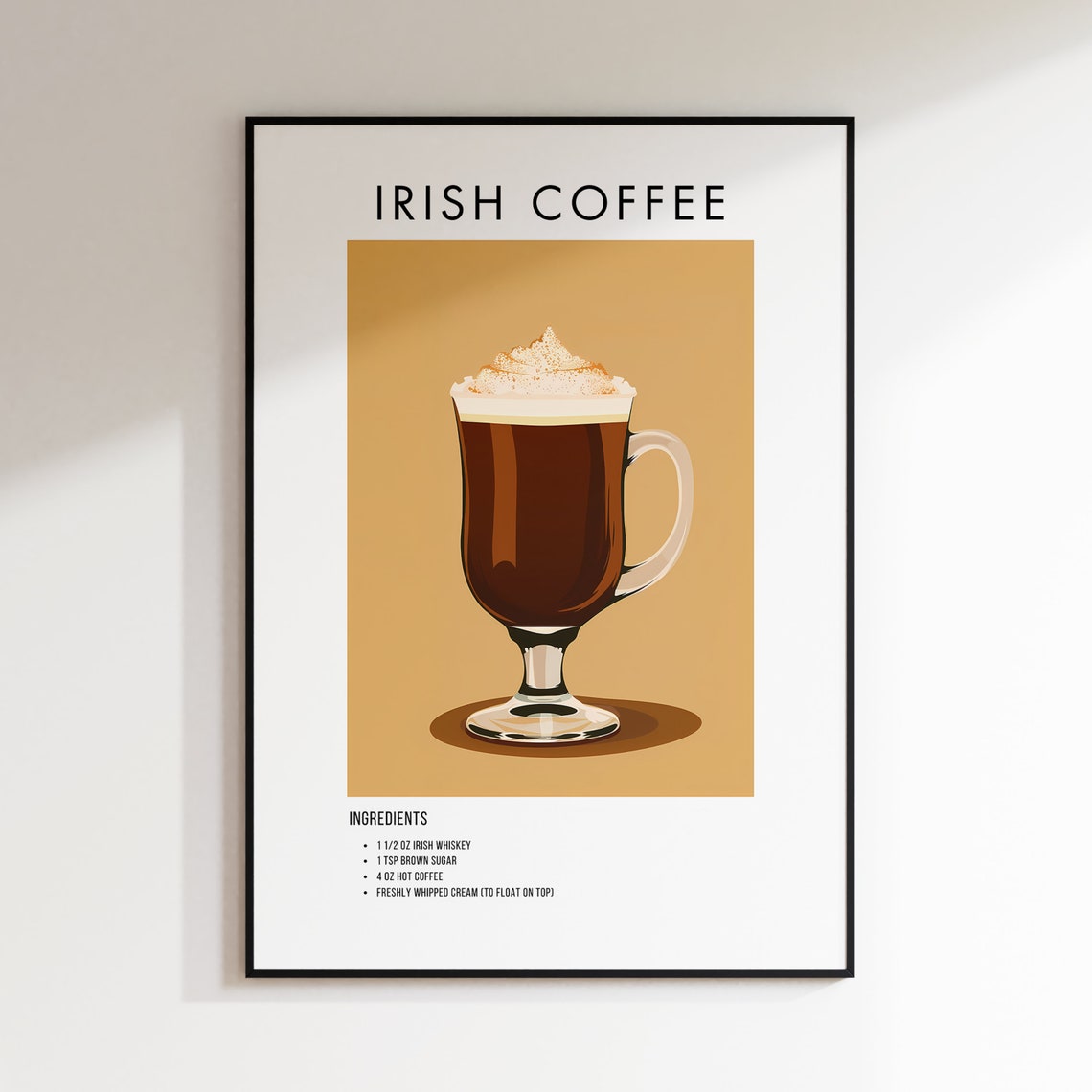 Irish Coffee Classic Whiskey Coffee Recipe Ingredient Art Poster - Image 2
