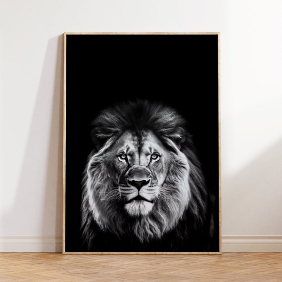 Lion Poster Animal Print Black And White Wall Art Vintage Print Photography Prints Museum Quality Photo Print