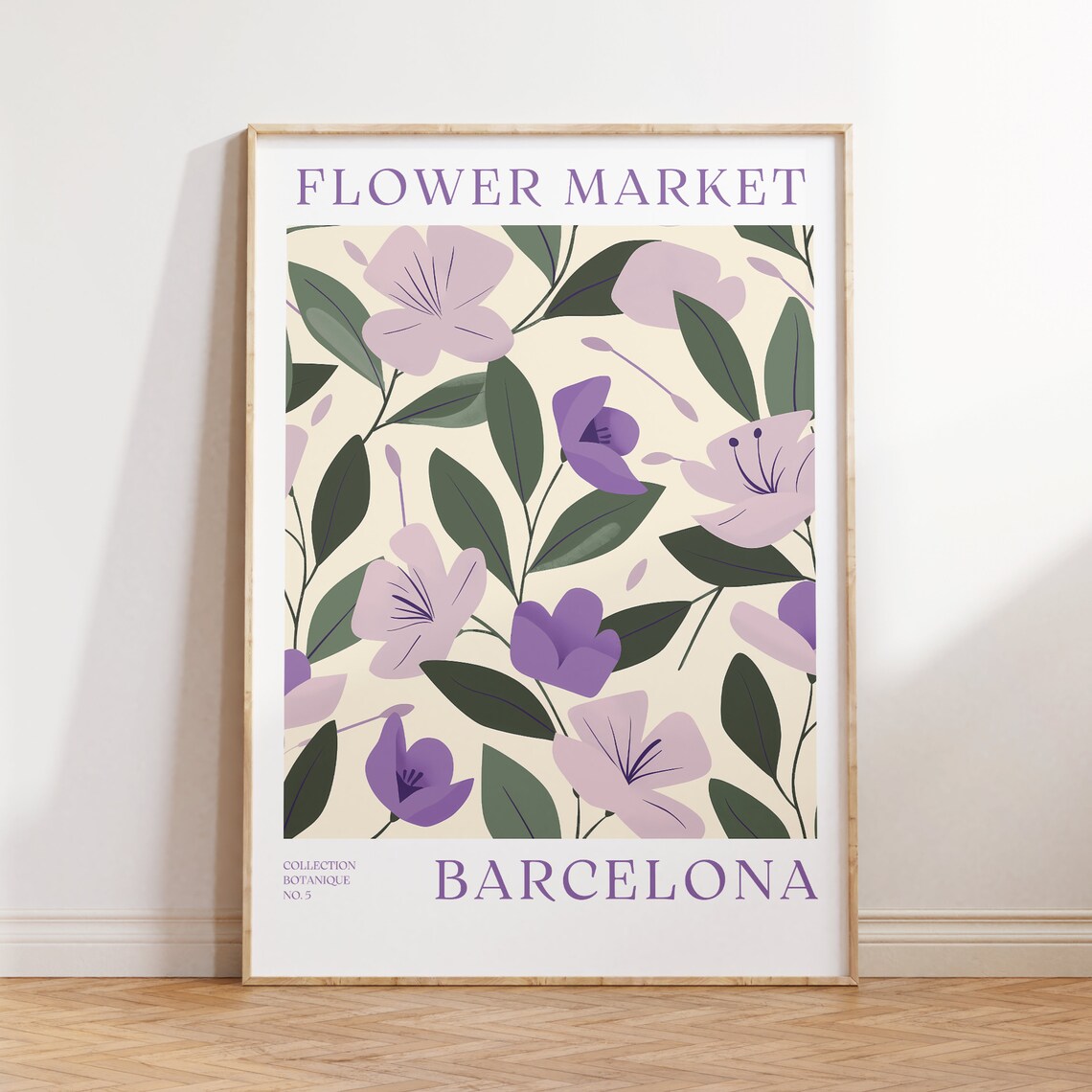 Barcelona Flower Market Purple Bloom Vintage Botanical Art Print