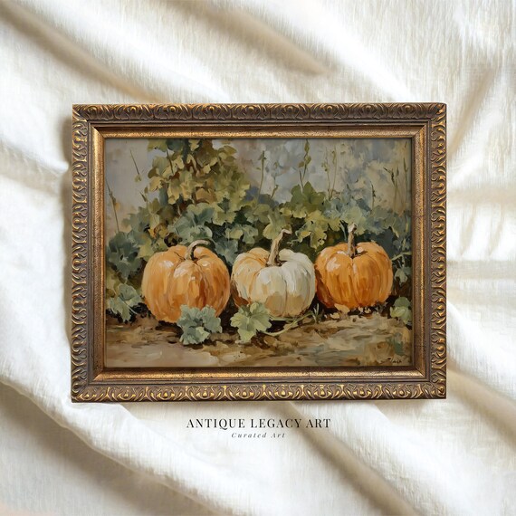 Fall Pumpkin Painting Print Rustic Autumn Botanical