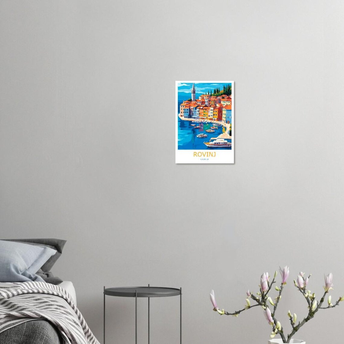 Rovinj Old Town Harbor Boats and Bell Tower Croatia Travel Poster - Image 2