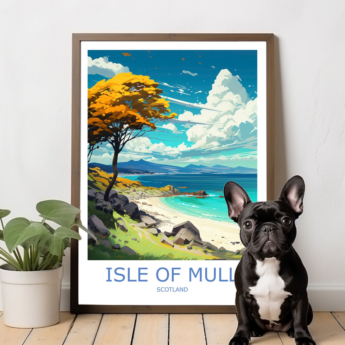 Isle of Mull Rocky Cove Golden Tree Scotland Coast Travel Poster - Image 3