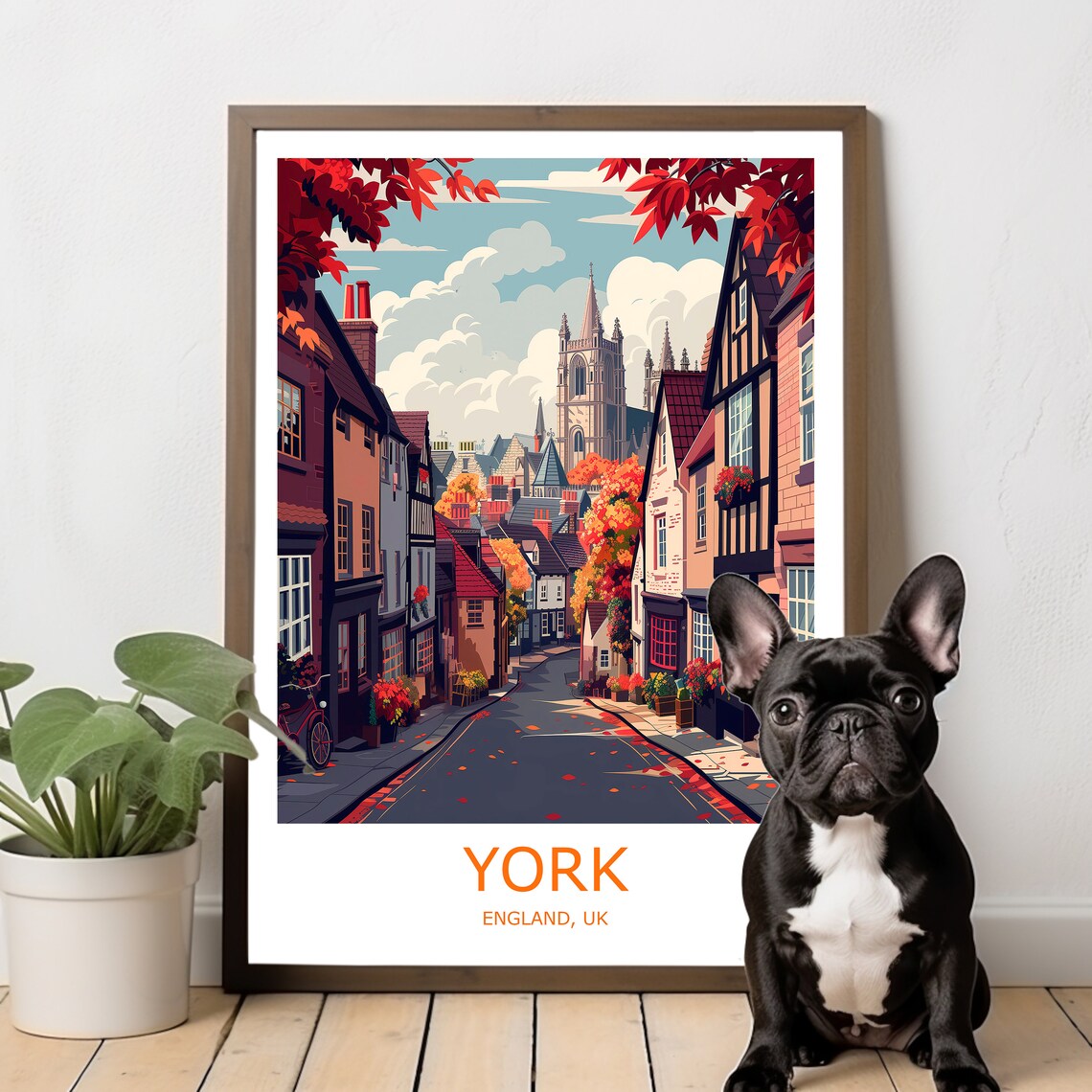 York Shambles Street Minster Autumn Red Leaves Travel Poster - Image 2