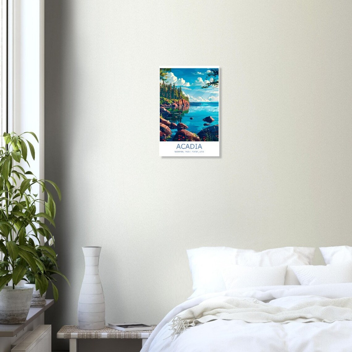 Acadia National Park Maine Rocky Shore And Pine Forest Travel Poster - Image 2