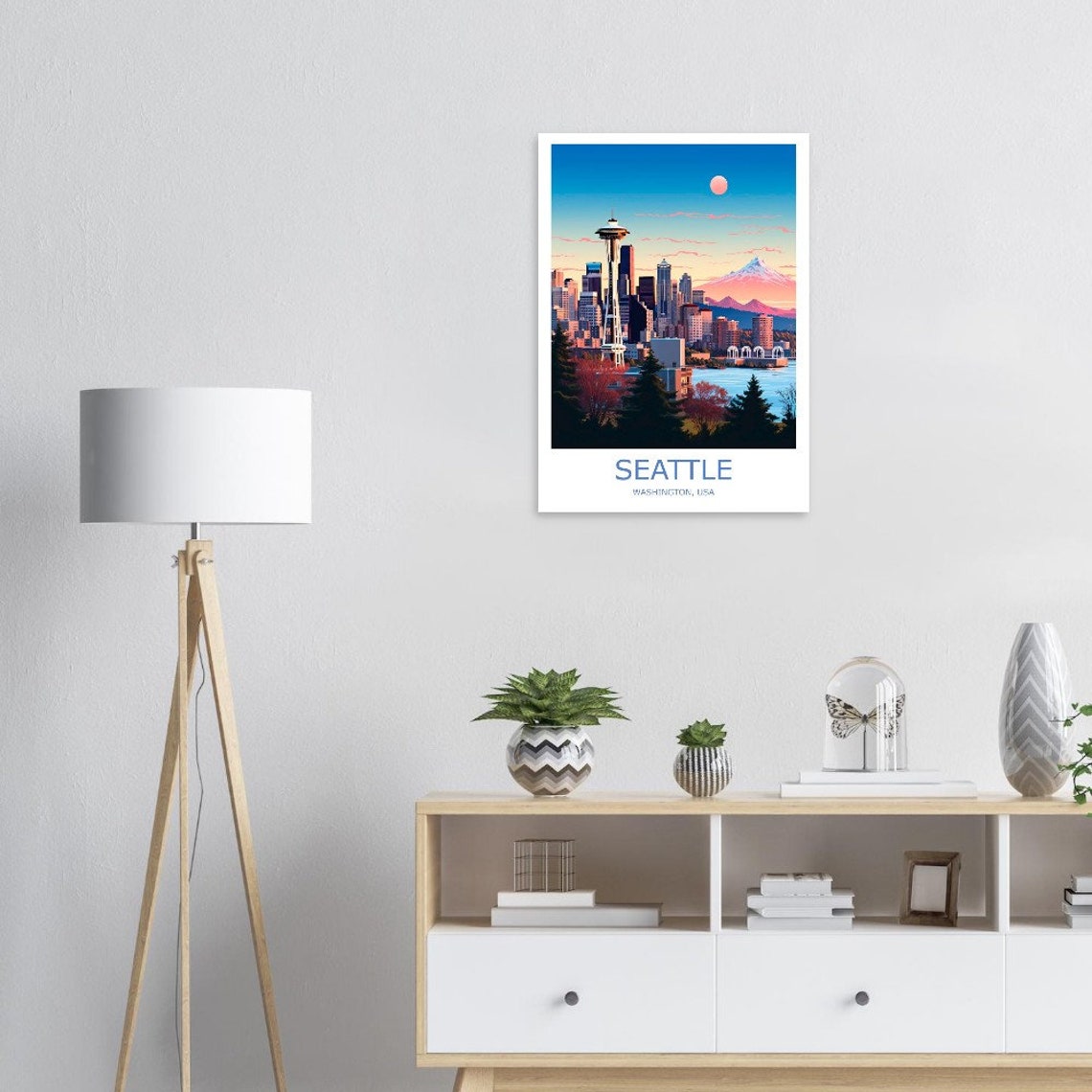 Seattle Washington Space Needle And Mount Rainier Travel Poster - Image 2
