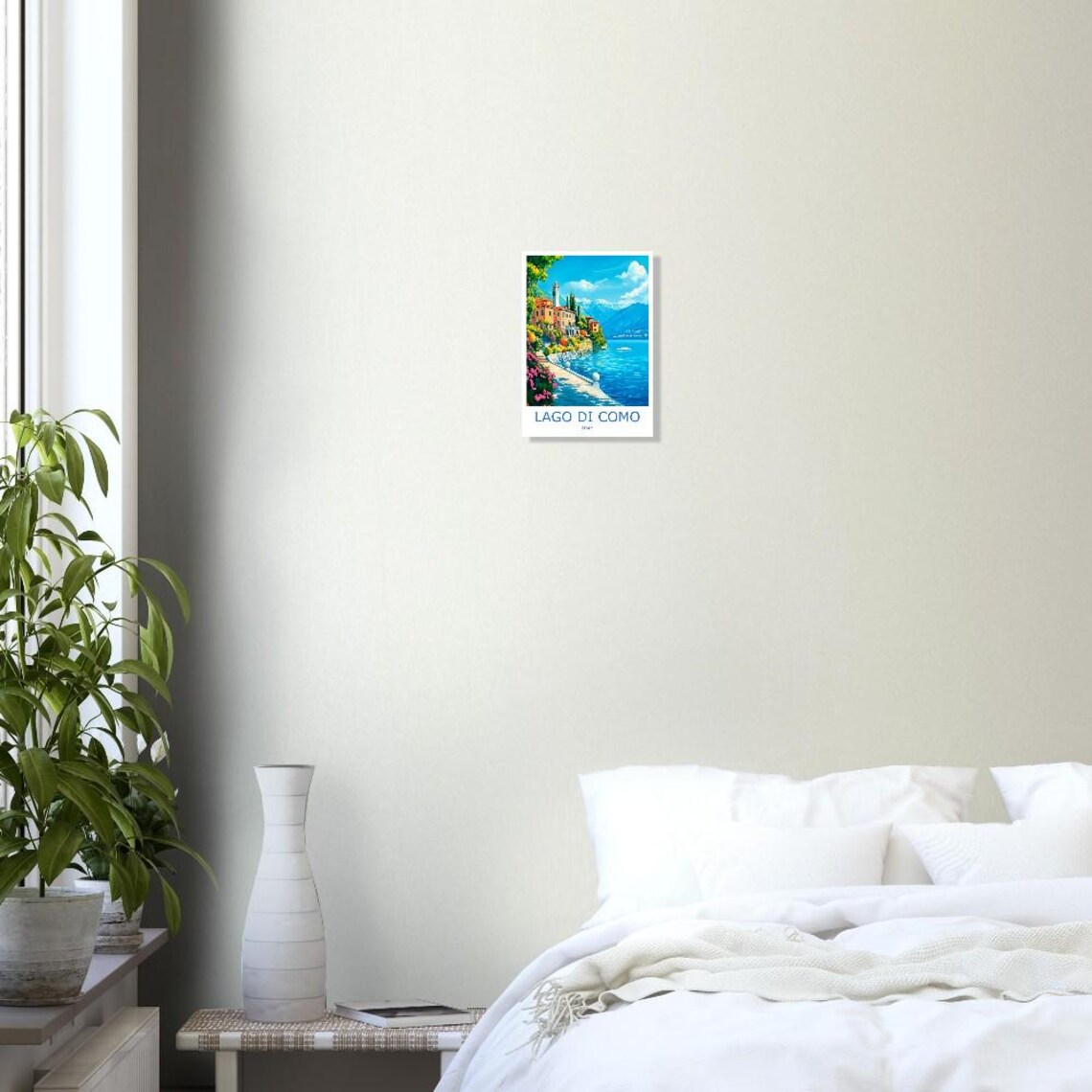 Lago di Como Lakeside Villa Promenade Snowy Alps Italy Poster - Image 2