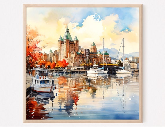 Vancouver Cityscape Art Print, Canada Wall Art