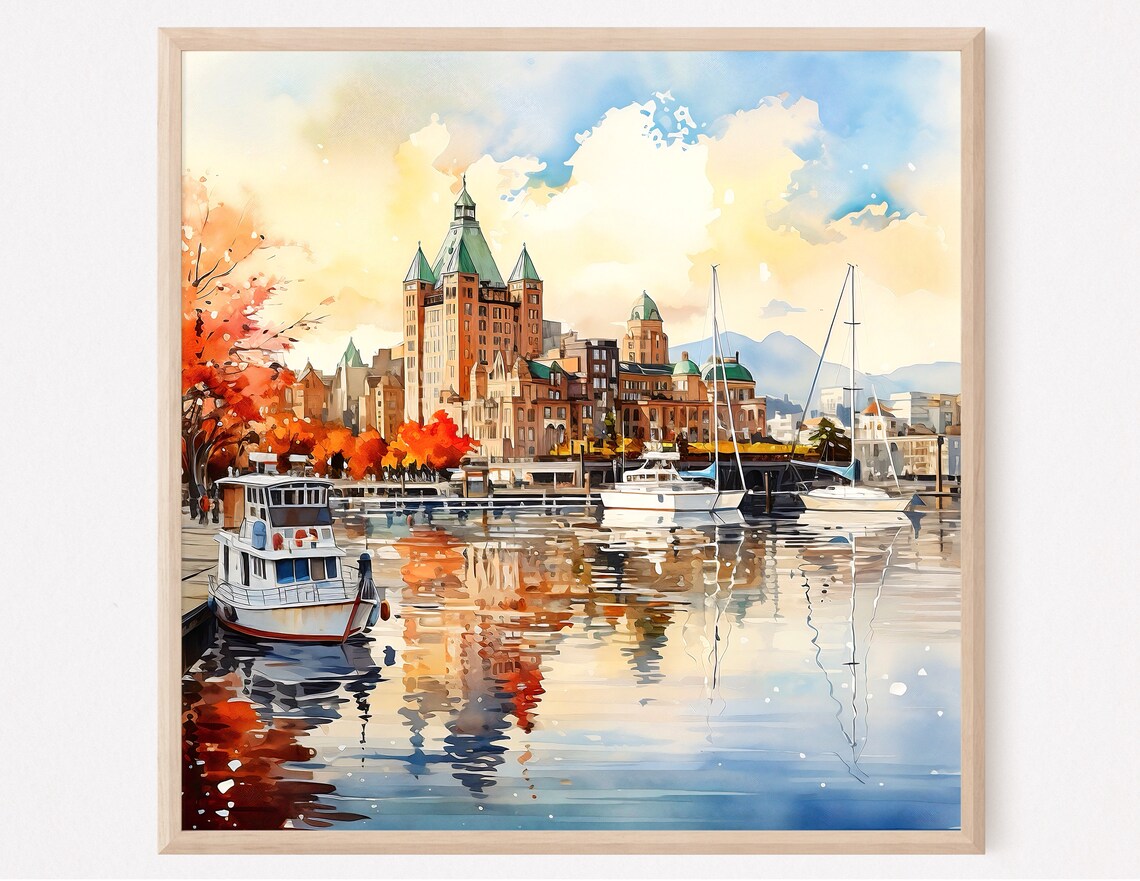 Vancouver Cityscape Art Print, Canada Wall Art