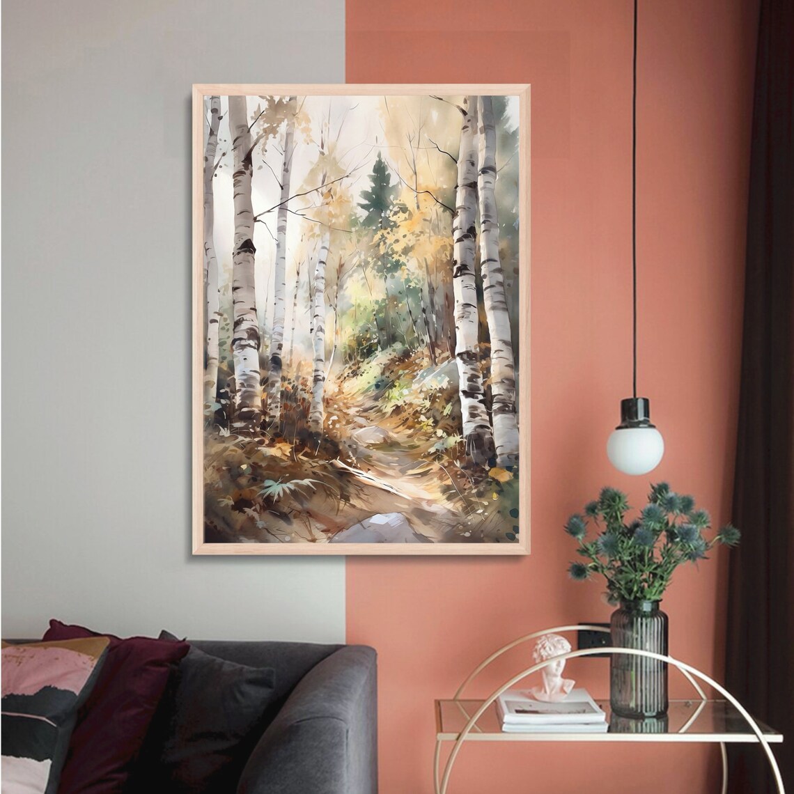 Watercolor Birch Tree Forest Art Print - Image 5