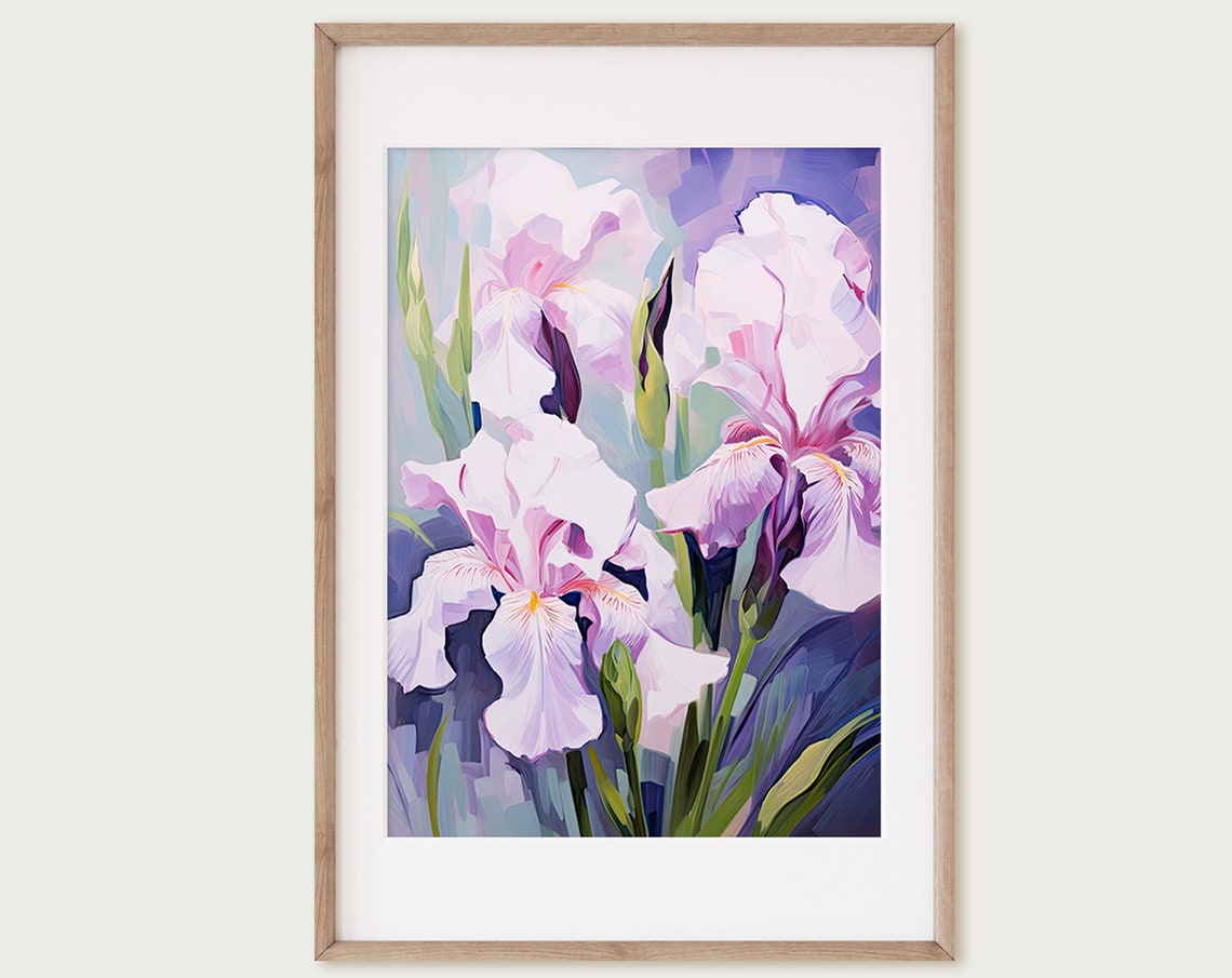 Lavender Iris Blossoms Purple Floral Oil Painting Spring Poster