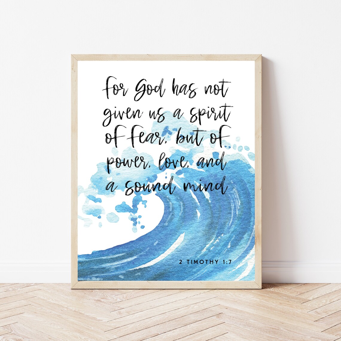 2 Timothy 1:7 Christian Beach Scripture Poster