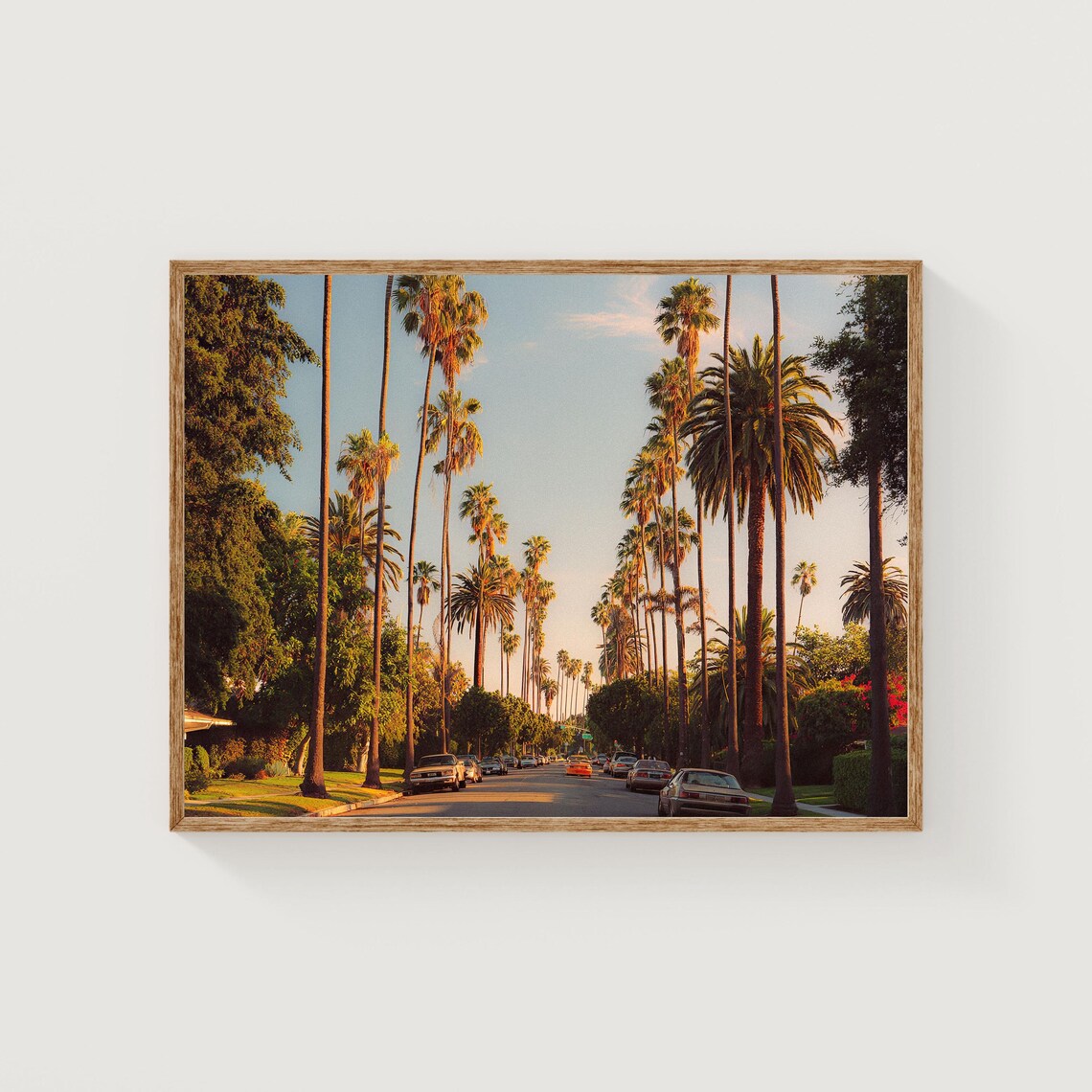 Los Angeles Palm Trees at Sunset Vintage California Street Photo Poster