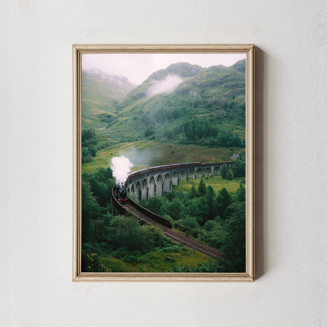Steam Train Crossing Glenfinnan Viaduct Scottish Highlands Poster