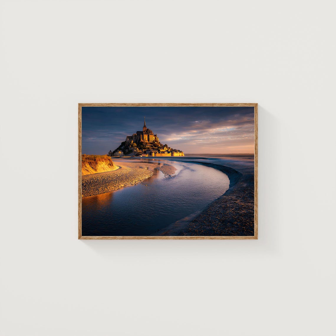 Mont Saint-Michel Sunset Tidal Abbey Island Photography Poster